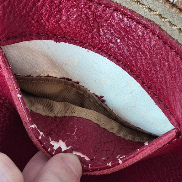 The Sak Kendra Cross Body Pebbled Leather Bag Purse Red Tan Classic Clean Small - Picture 4 of 14